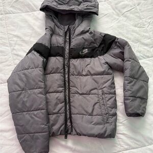 Nike Kids Gray and Black Puffer Jacket